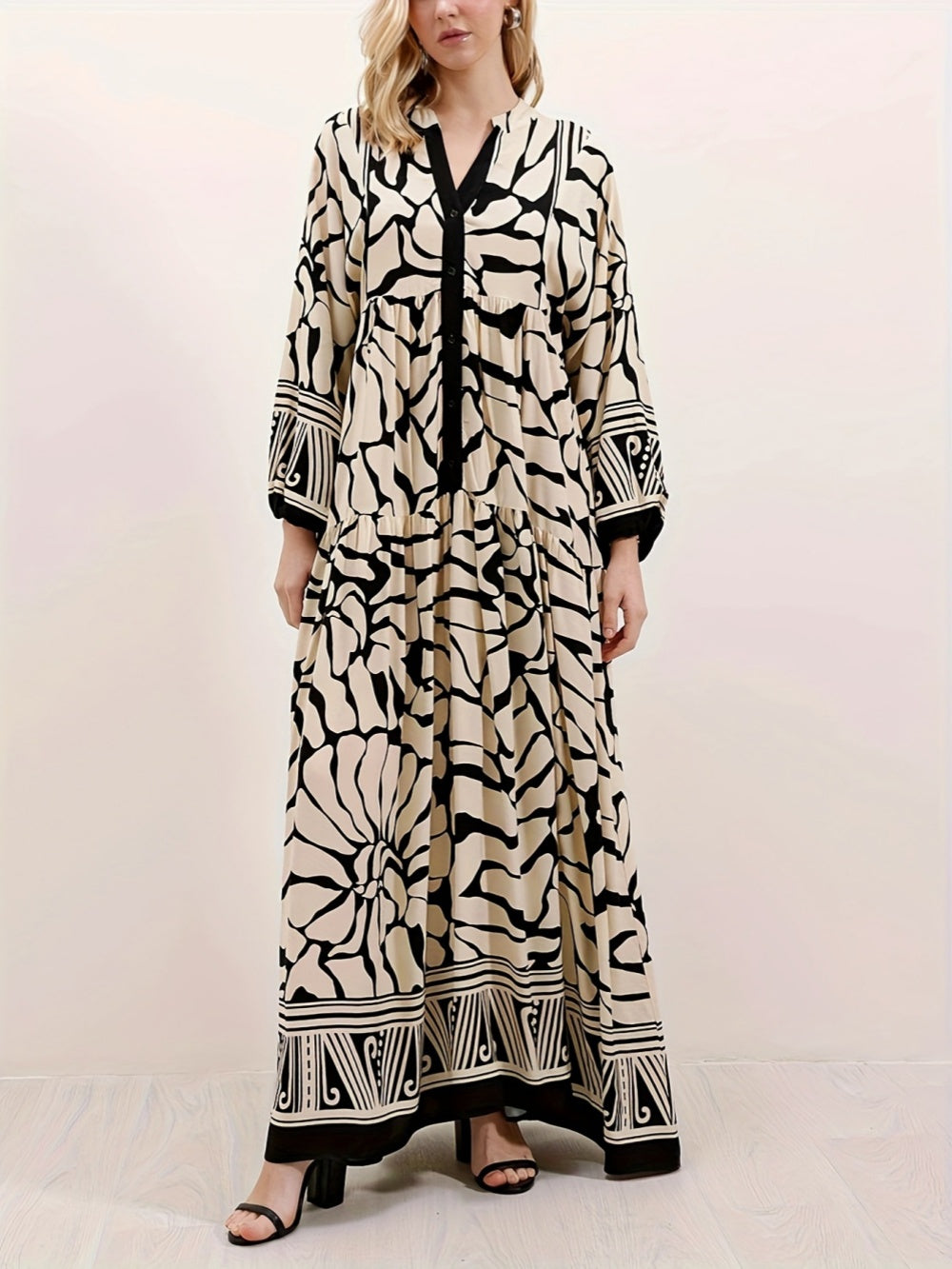 TALVINA™ | Vestido Relaxado com Mangas Lanternas