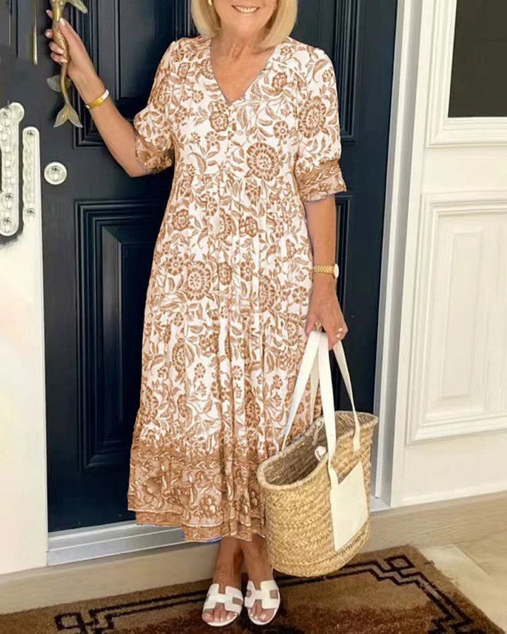 Keisha | Vestido Floral com Decote V Elegante