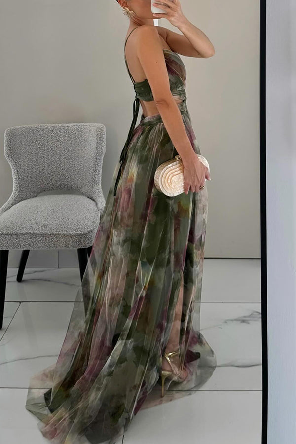 Esme – Vestido com estampas fluidas