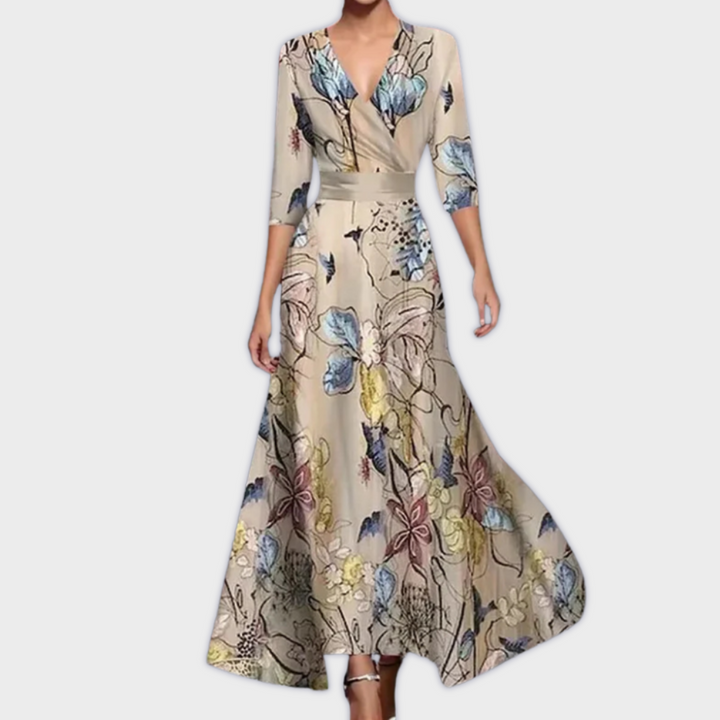 Edwina - Vestido longo feito à mão em tecido de alta qualidade