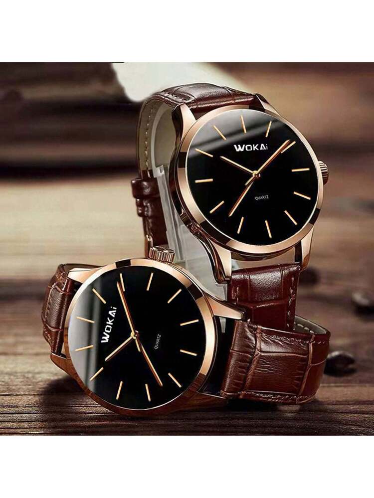 Relógio Casual de Quartzo Dourado Rosa