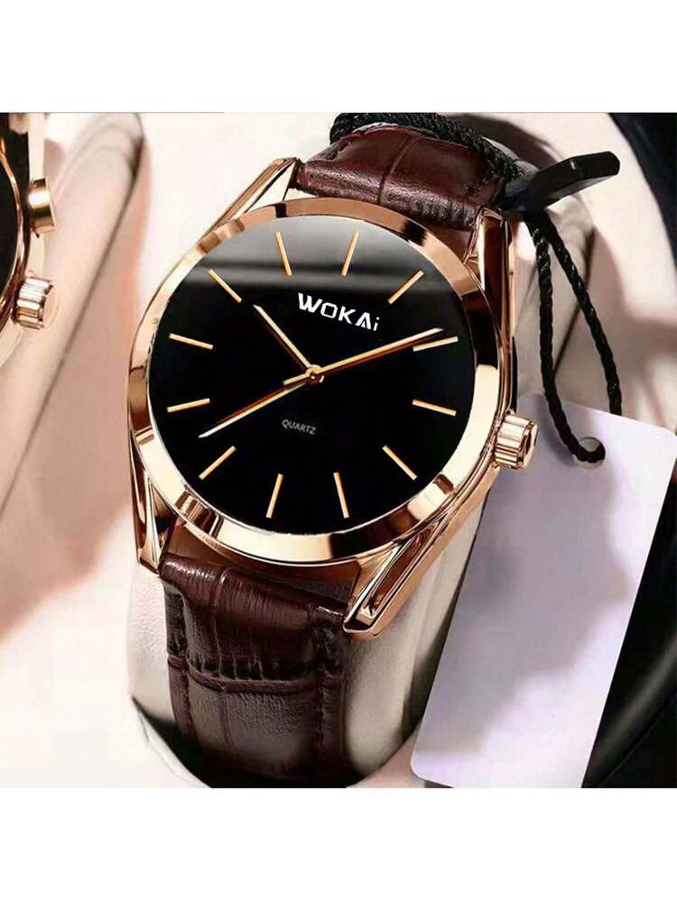 Relógio Casual de Quartzo Dourado Rosa