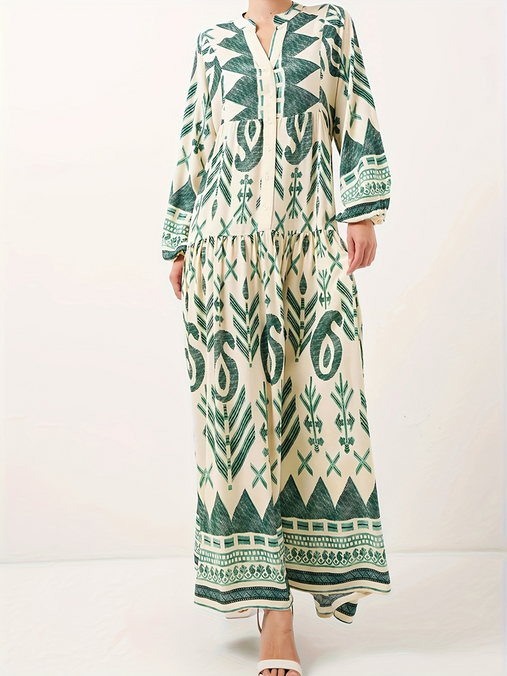 TALVINA™ | Vestido Relaxado com Mangas Lanternas