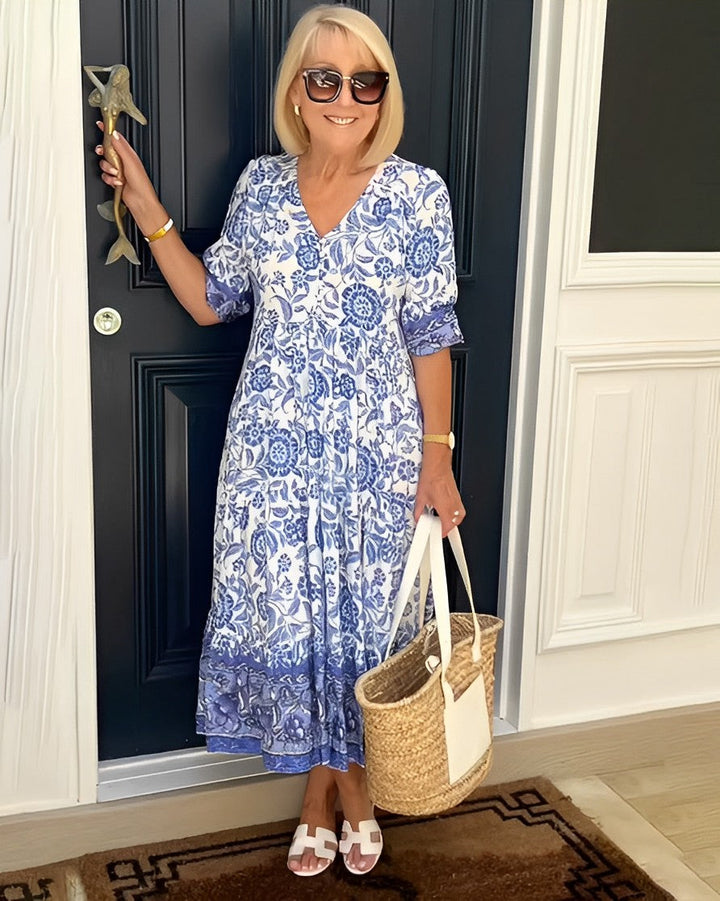 Keisha | Vestido Floral com Decote V Elegante