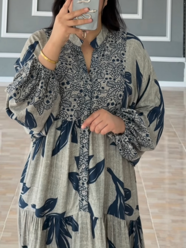 TALVINA™ | Vestido Relaxado com Mangas Lanternas