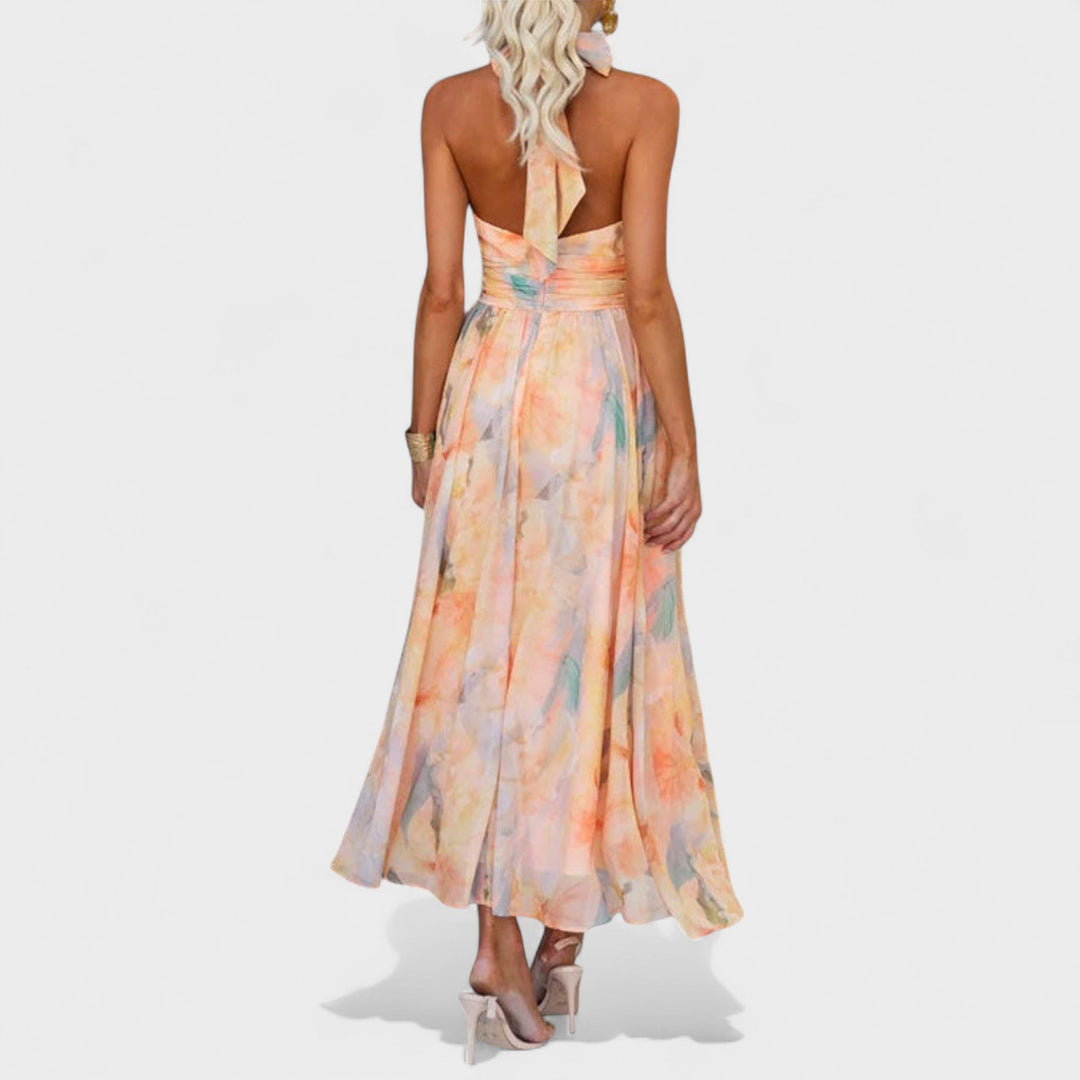 Miva | Vestido Maxi Halter Abstrato