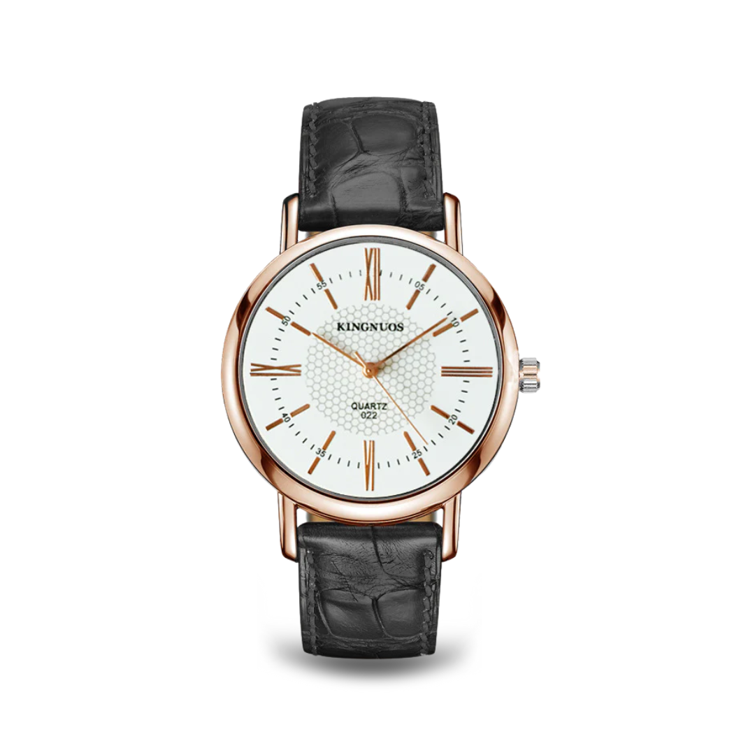 Relógio de Pulso Quartz com Pulseira de Couro