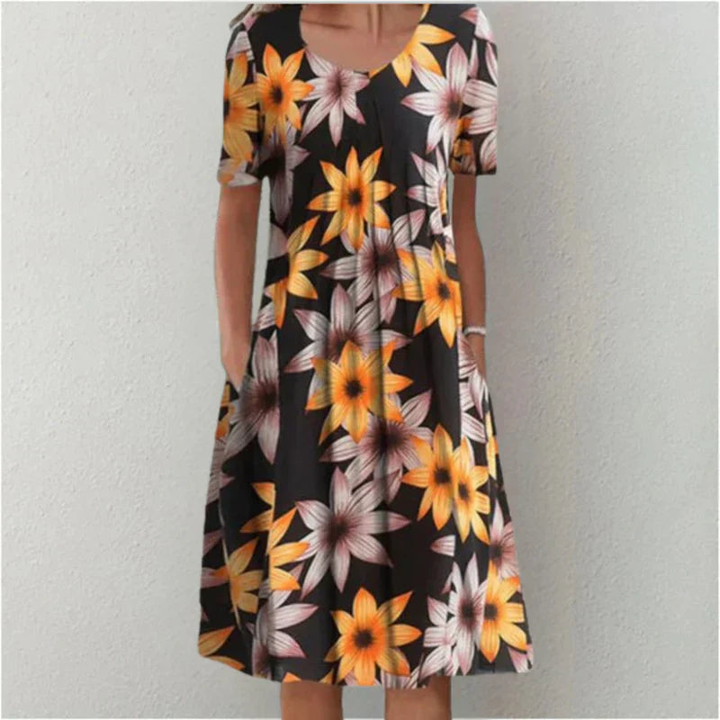 Sofia™ | Vestido Floral Estiloso e Casual com Bolsos