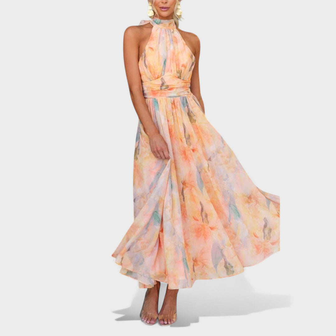 Miva | Vestido Maxi Halter Abstrato