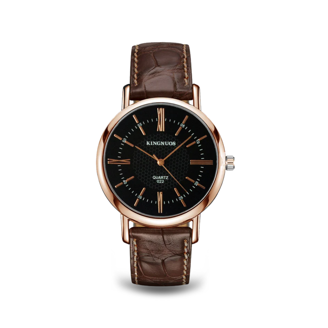 Relógio de Pulso Quartz com Pulseira de Couro