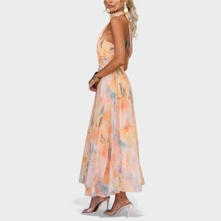 Miva | Vestido Maxi Halter Abstrato