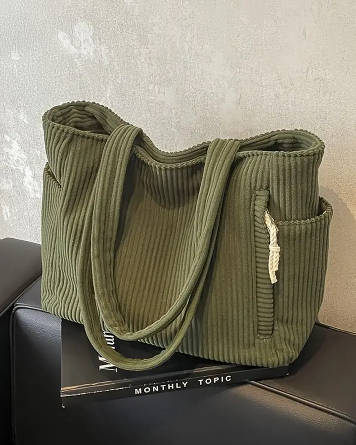 Tilda – Bolsa Tote Canaletada com Detalhe de Corda