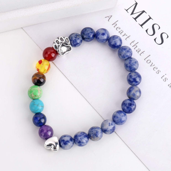 Pulseira Memorial Ponte do Arco-Íris – Presente com 7 Contas de Chakra para Perda de Animal de Estimação