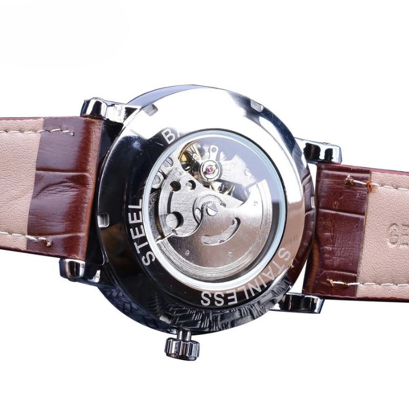 Relógio Automático de Couro Luxuoso de Moda