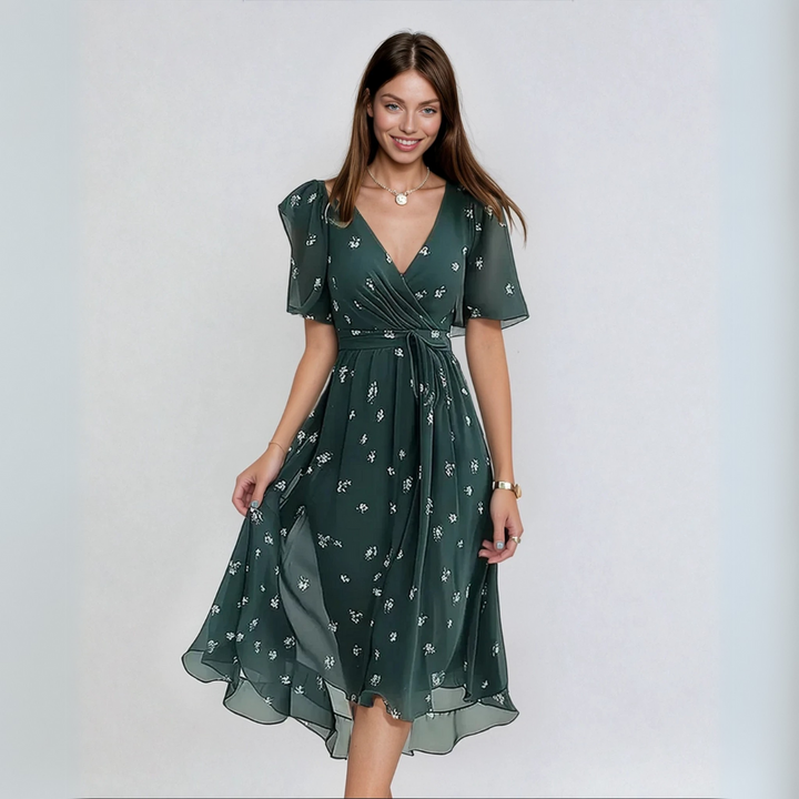 Lina™ | Vestido Estiloso com Mangas Curtas