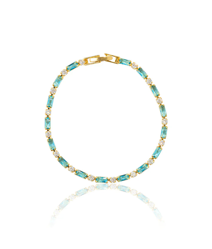 Pulseira de Turquesa Natural Dourada Atemporal