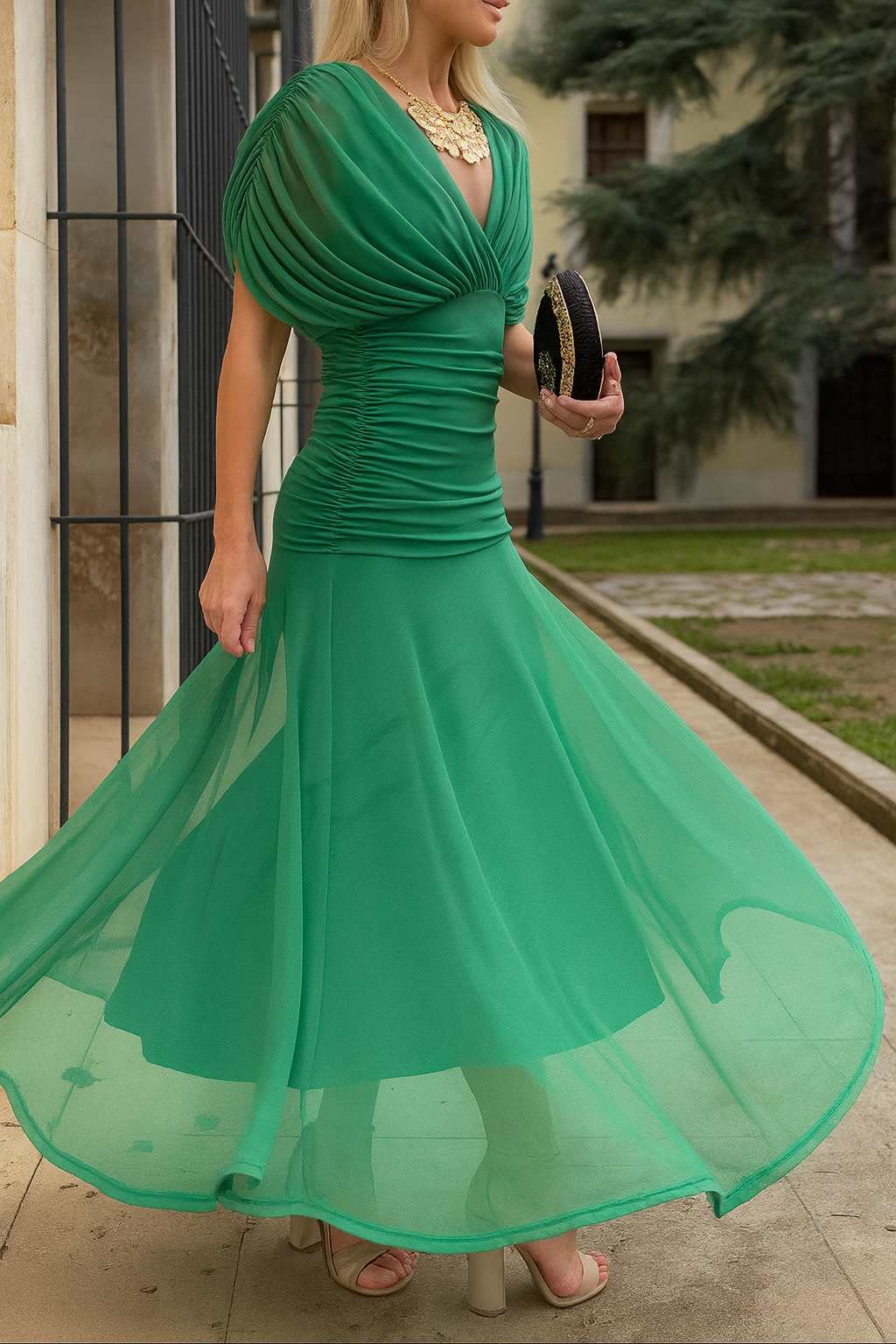 Vestido Boutonniere Elegante em Malha para Mulheres