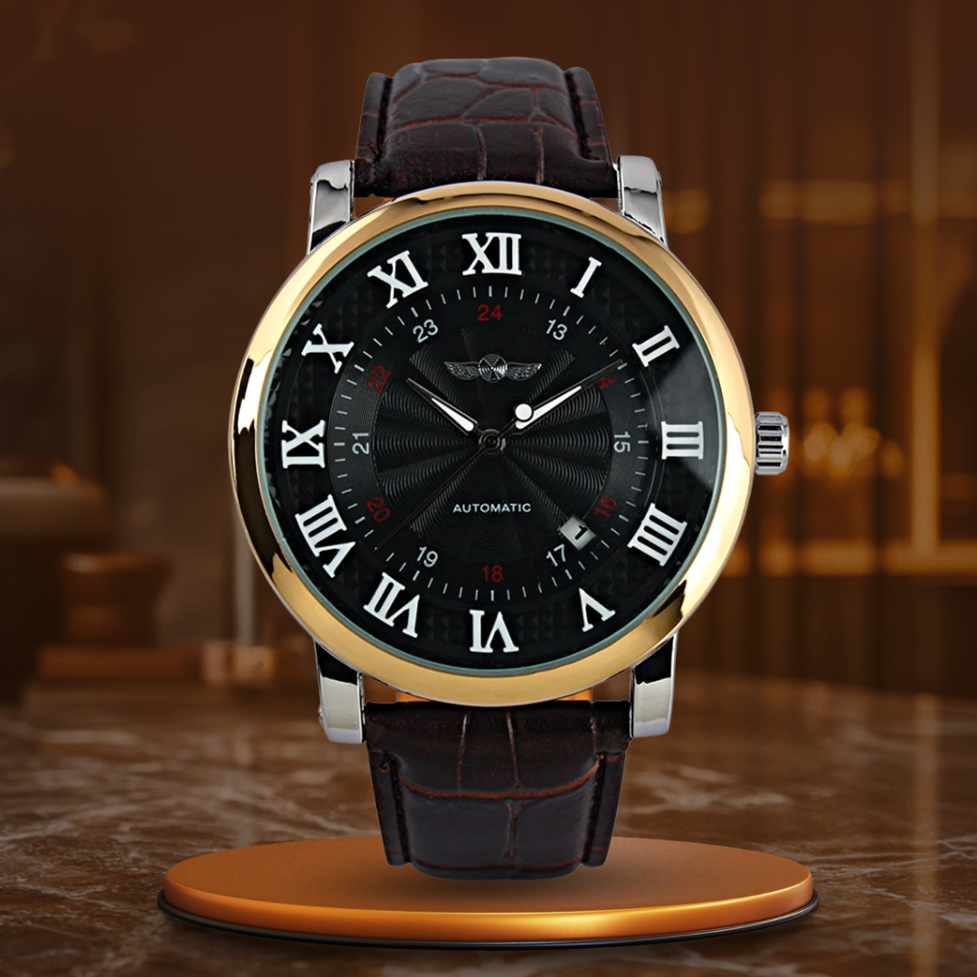 Relógio Automático de Couro Luxuoso de Moda
