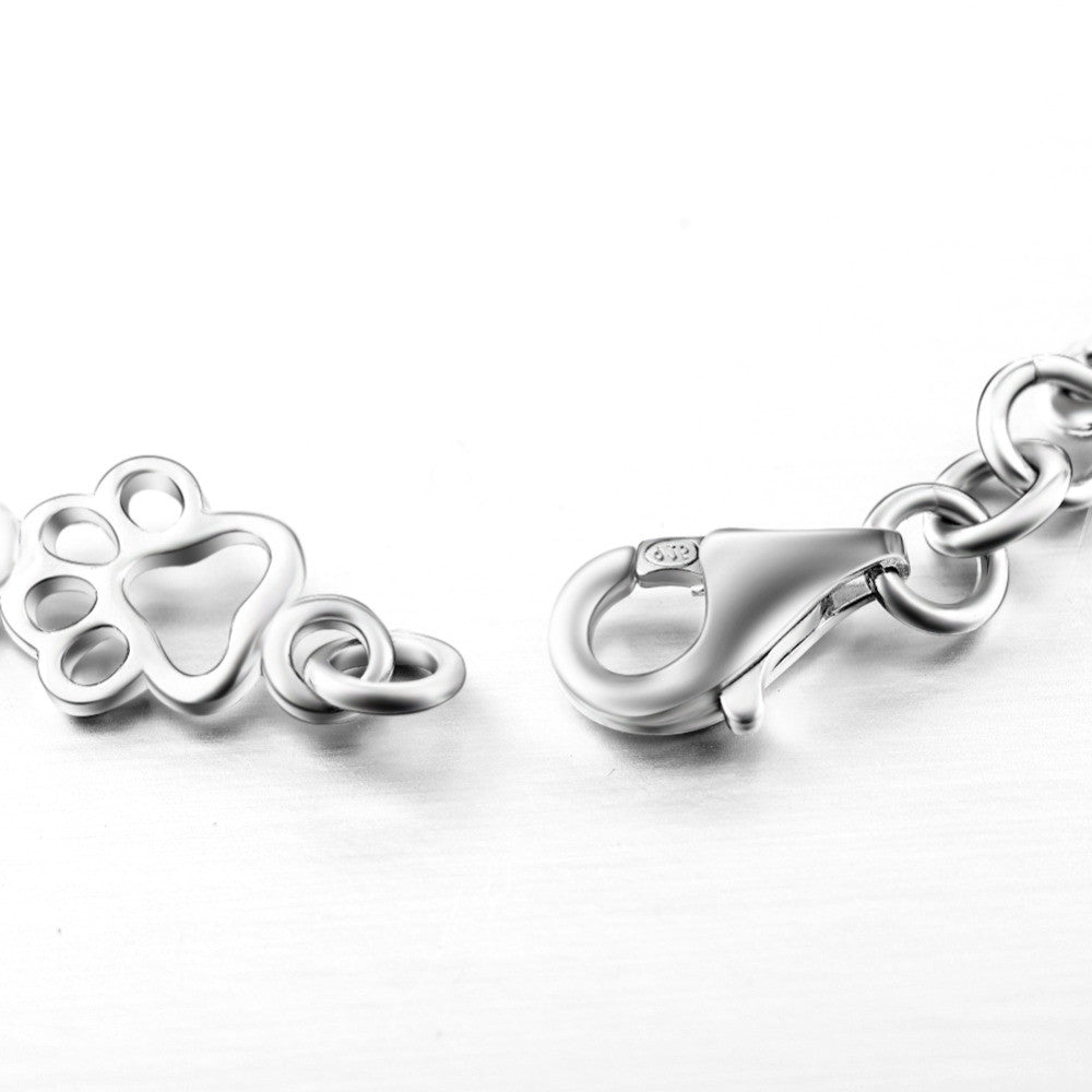 Pulseira de Charms de Pata e Osso de Cão em Prata Pura Edição Limitada