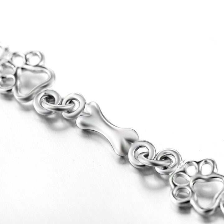 Pulseira de Charms de Pata e Osso de Cão em Prata Pura Edição Limitada