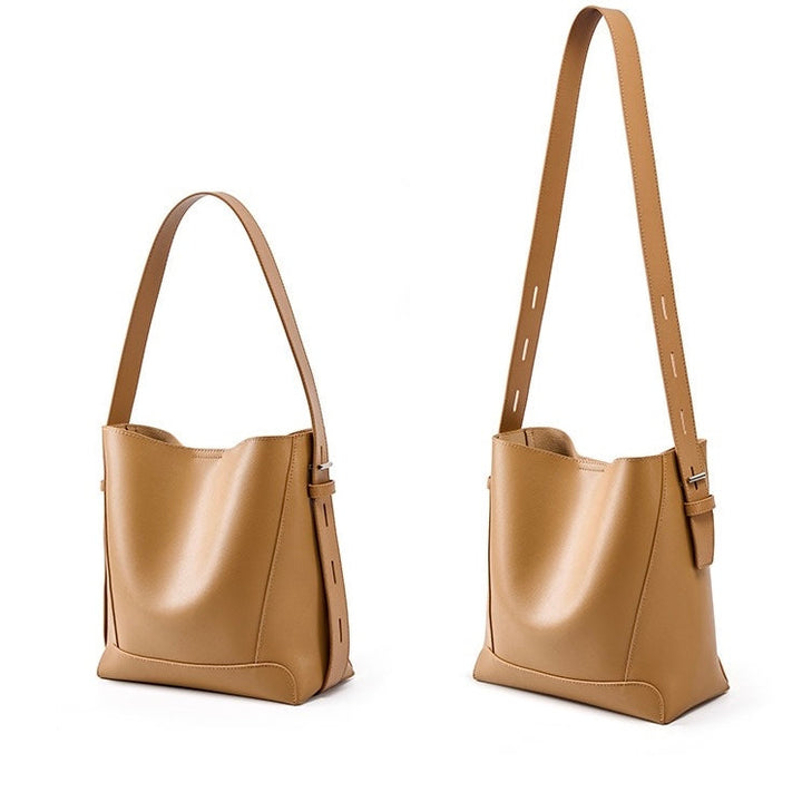 Bolsa Bucket Oversized de Couro Genuíno para Transversal e Ombro