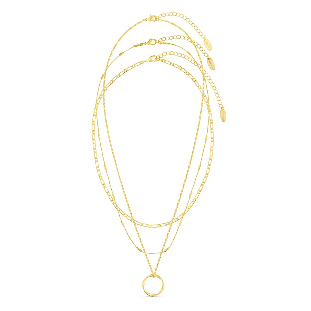 Colar de três camadas com círculo aberto | Ouro