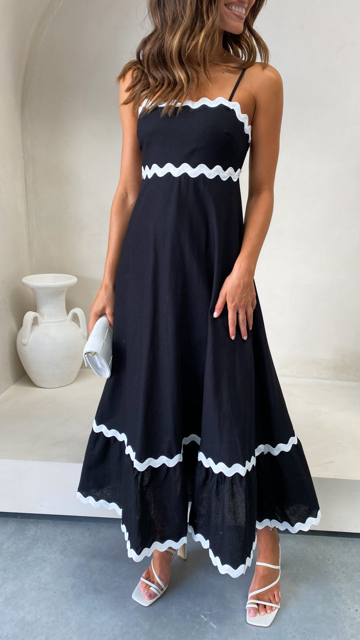 Vestido Midi Brodey - Preto / Branco