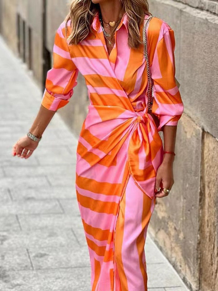 Elvina - Vestido envelope estampado
