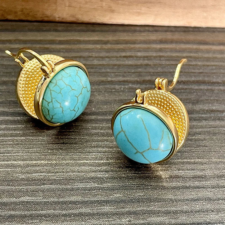 Brincos de Estudo Geométrico Turquesa Elegante Vintage