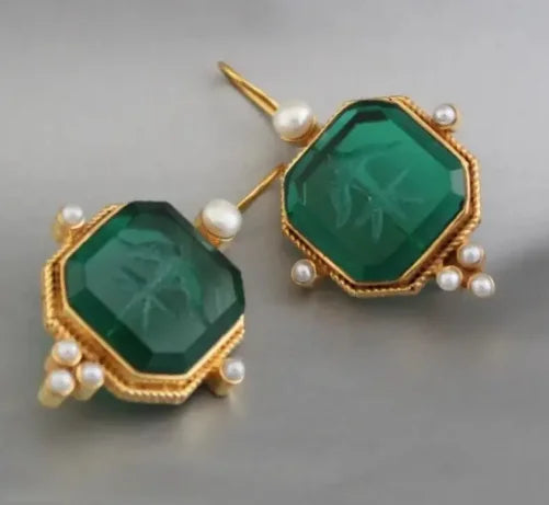Brincos de Pérola Geométricos Elegantes e Vintage