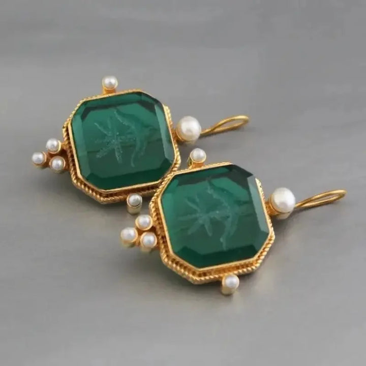 Brincos de Pérola Geométricos Elegantes e Vintage