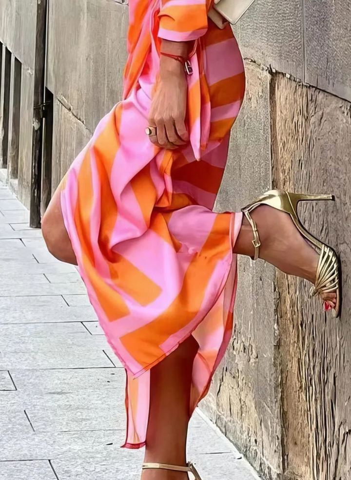 Elvina - Vestido envelope estampado