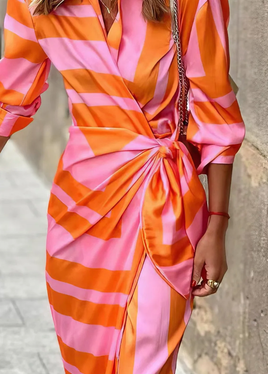 Elvina - Vestido envelope estampado