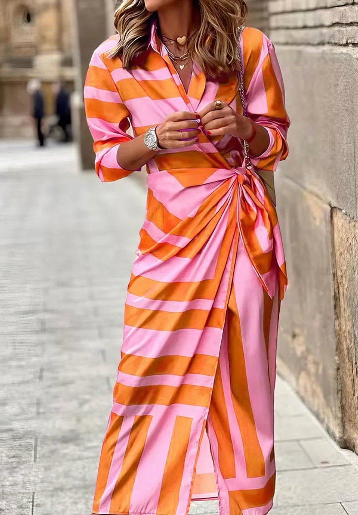 Elvina - Vestido envelope estampado