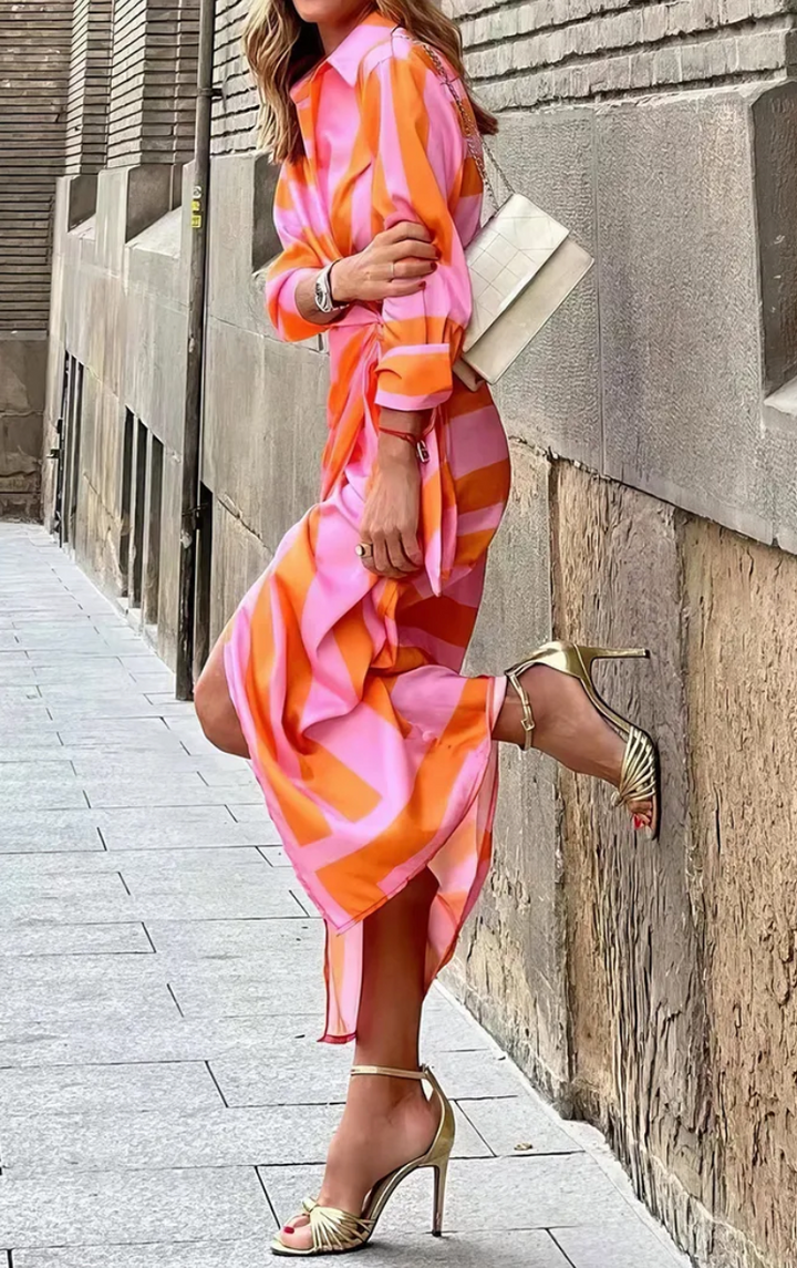 Elvina - Vestido envelope estampado