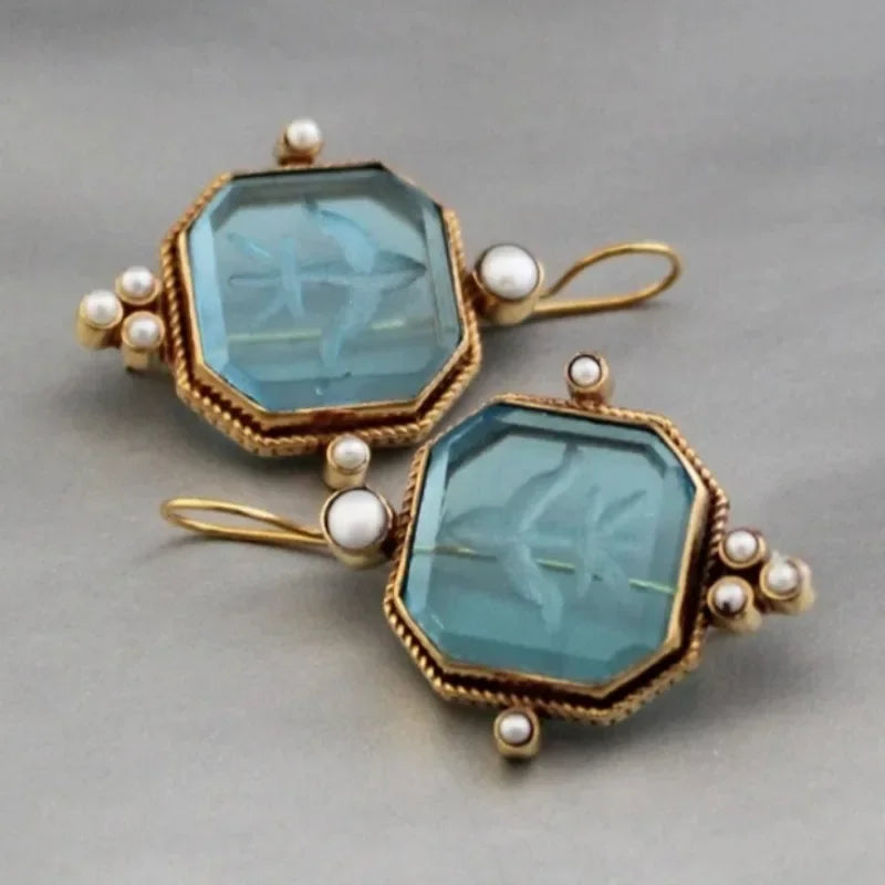 Brincos de Pérola Geométricos Elegantes e Vintage