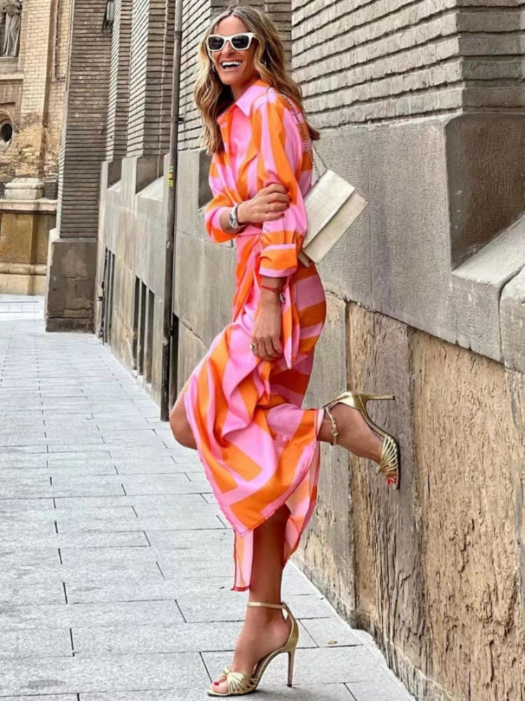 Elvina - Vestido envelope estampado
