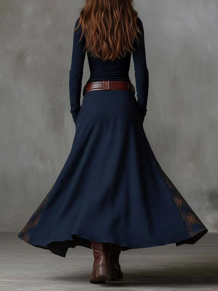 Leonora | Vestido Longo Vintage em Veludo Azul Marinho (Inclui Cinto)