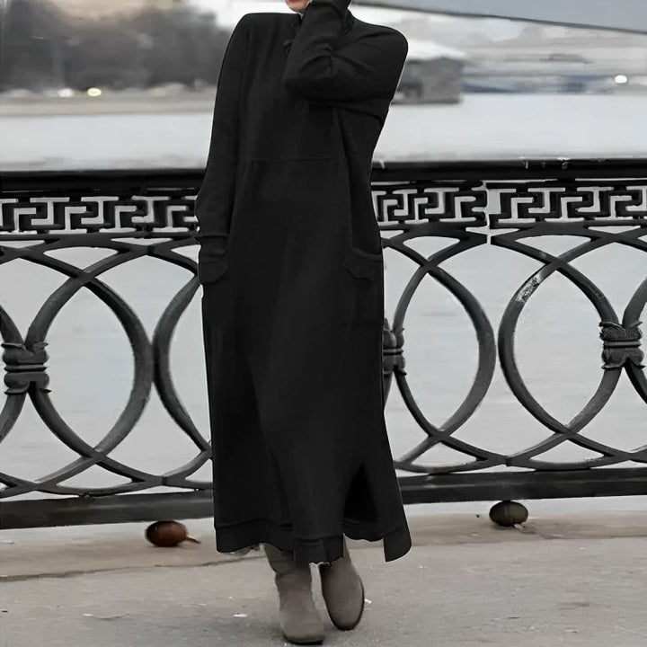 Vestido Maxi Tricot Mara – Vestido de Inverno Oversized com Manga Longa e Confortável