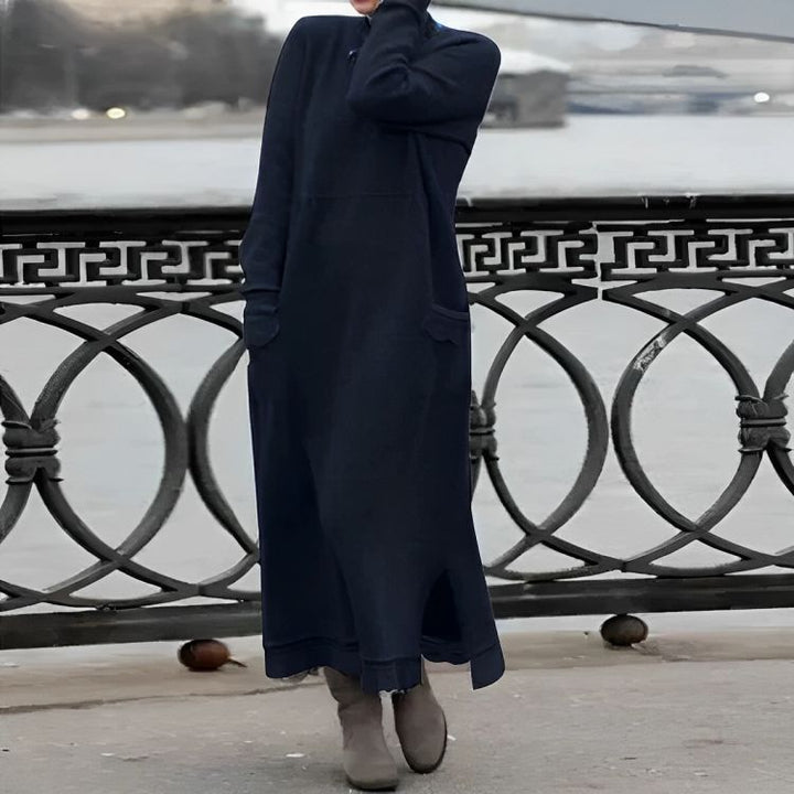 Vestido Maxi Tricot Mara – Vestido de Inverno Oversized com Manga Longa e Confortável
