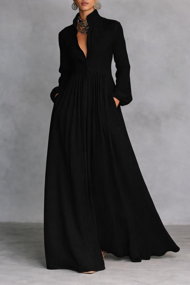 Serena | Vestido Maxi com Botões Frontais Fluidos
