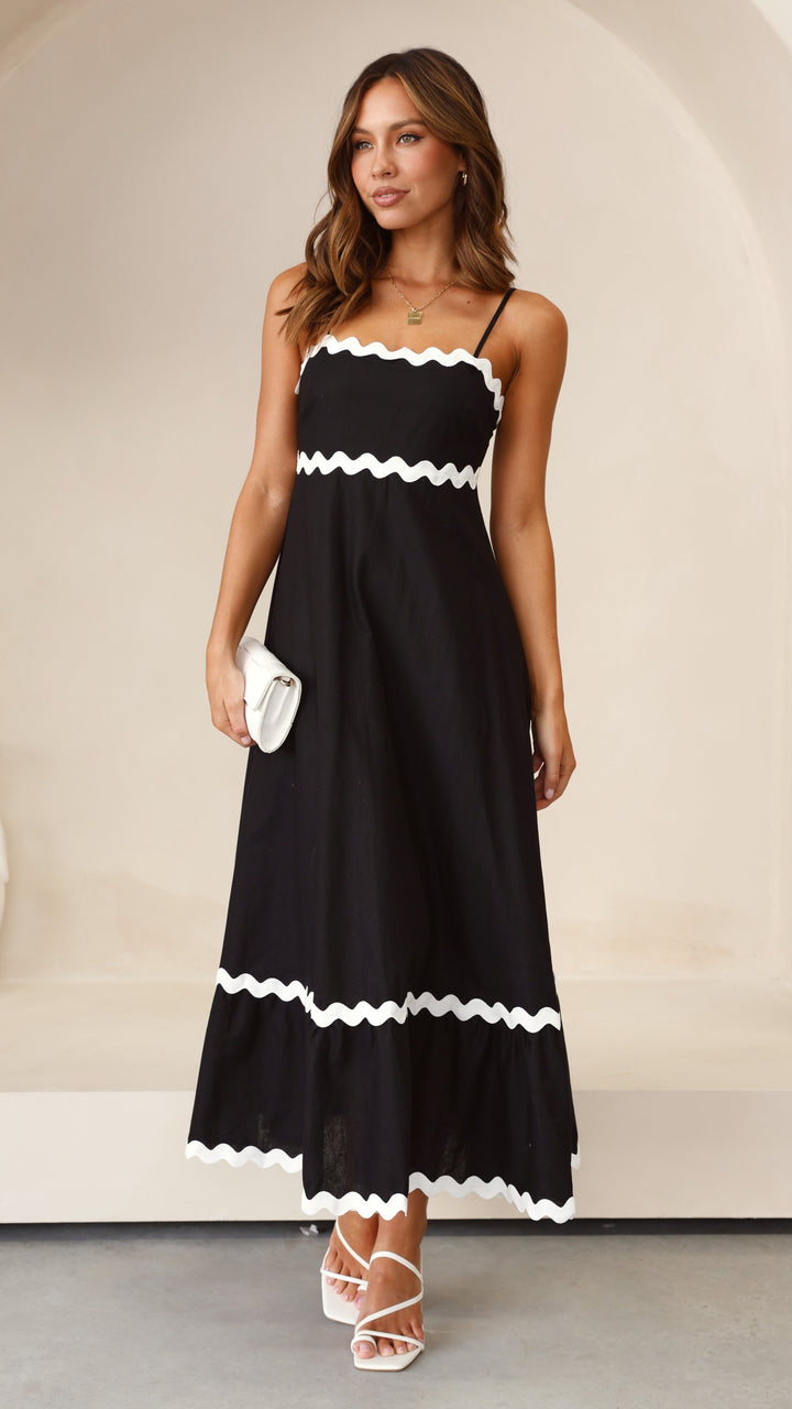 Vestido Midi Brodey - Preto / Branco