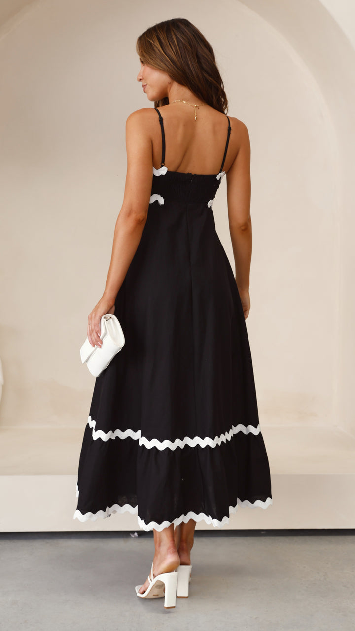 Vestido Midi Brodey - Preto / Branco