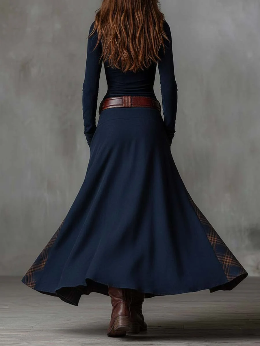 Annalise | Vestido Maxi Xadrez com Botões
