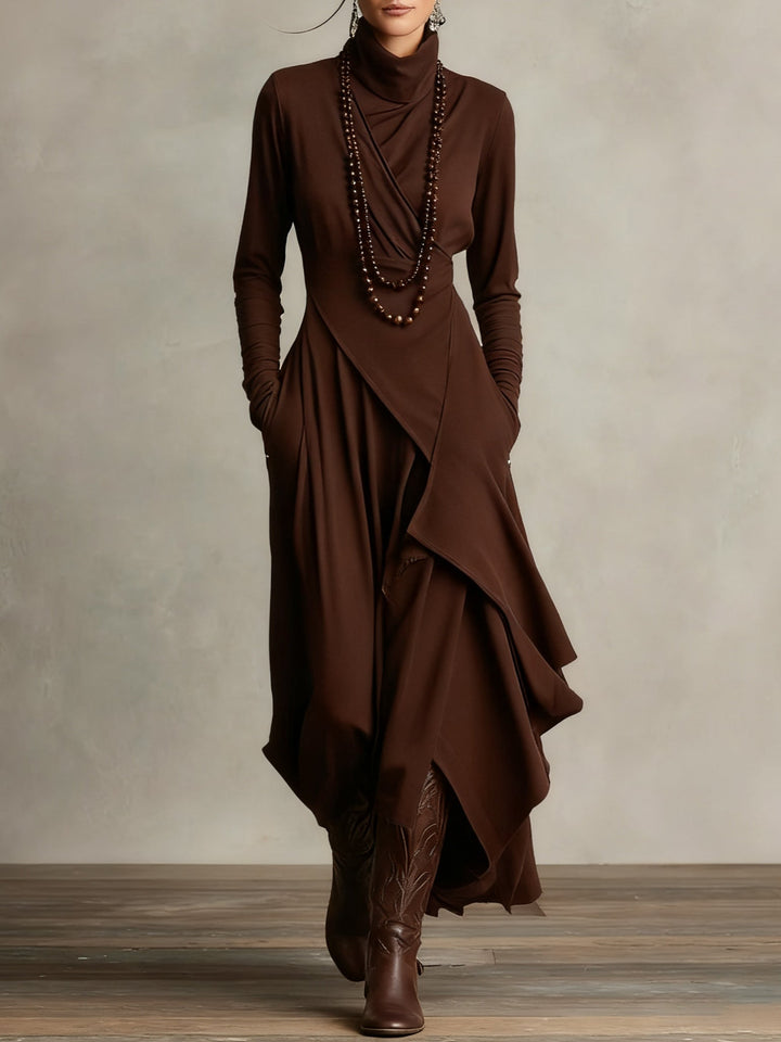 Vivienne | Vestido Maxi Assimétrico de Gola Alta