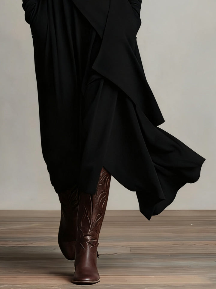 Vivienne | Vestido Maxi Assimétrico de Gola Alta