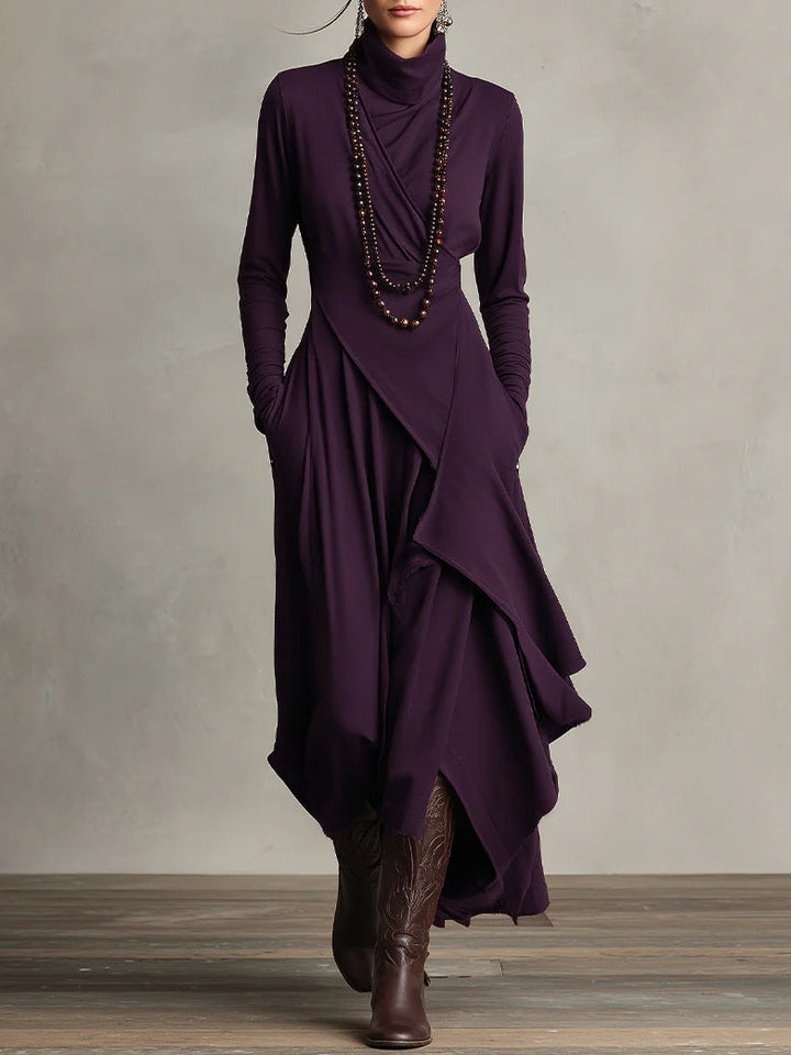 Vivienne | Vestido Maxi Assimétrico de Gola Alta