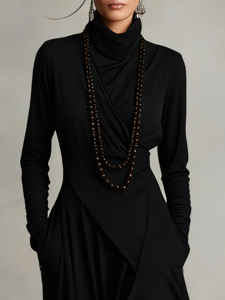 Vivienne | Vestido Maxi Assimétrico de Gola Alta