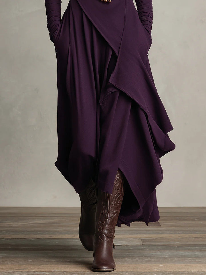 Vivienne | Vestido Maxi Assimétrico de Gola Alta