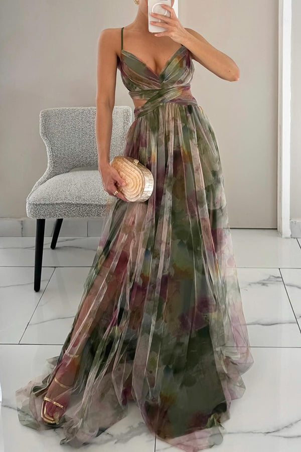 Esme – Vestido com estampas fluidas